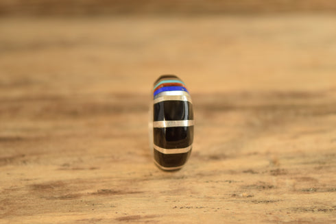 Onyx Inlay ring by Chas Ray - Size 7 3/4